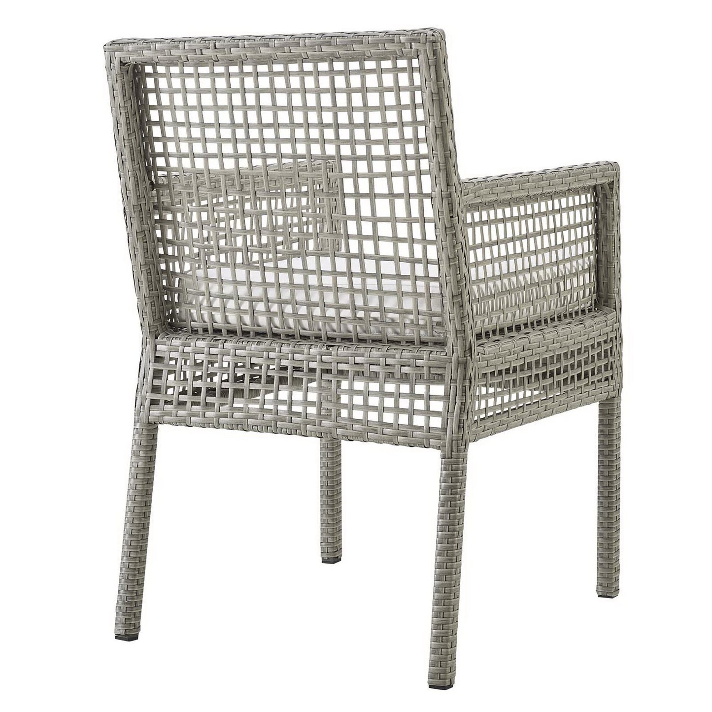 Cinder Outdoor Patio Wicker Rattan Dining Armchair Set of 2 in Gray White