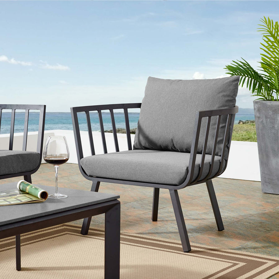 Merlot Outdoor Patio Aluminum Armchair in Gray Charcoal