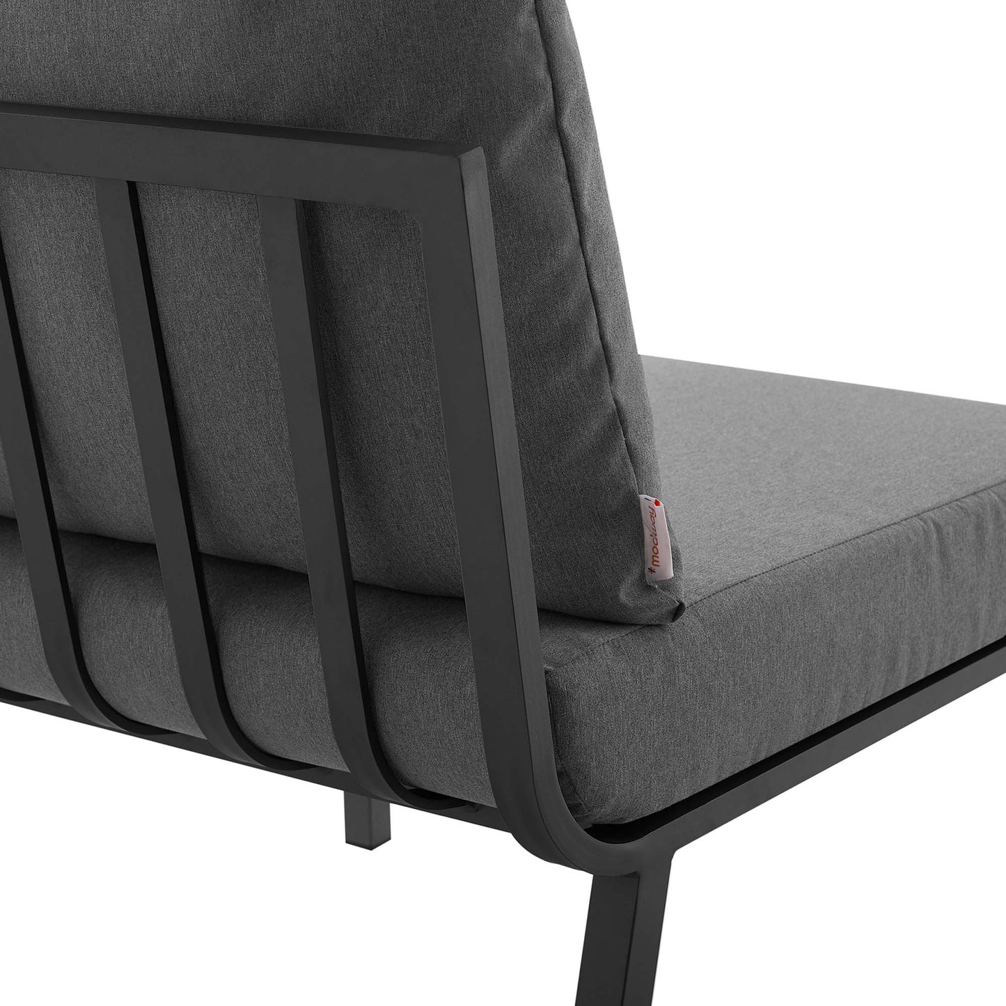 Merlot Outdoor Patio Aluminum Armless Chair in Gray Charcoal