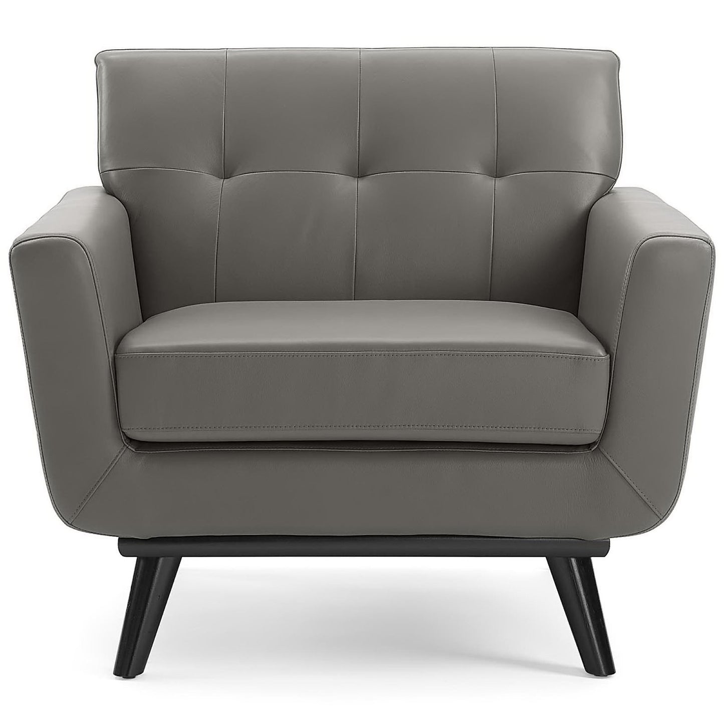 Flint Top-Grain Leather Living Room Lounge Accent Armchair in Gray