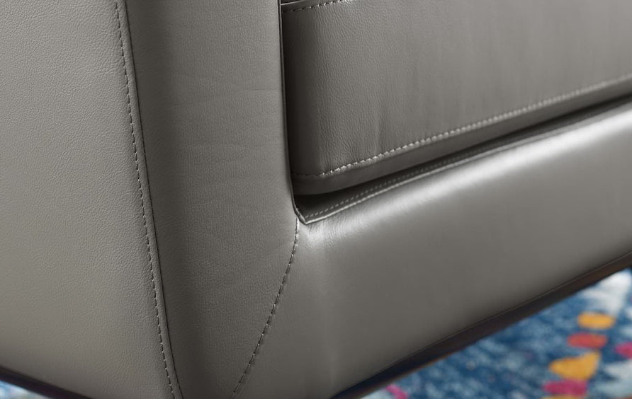 Flint Top-Grain Leather Living Room Lounge Accent Armchair in Gray