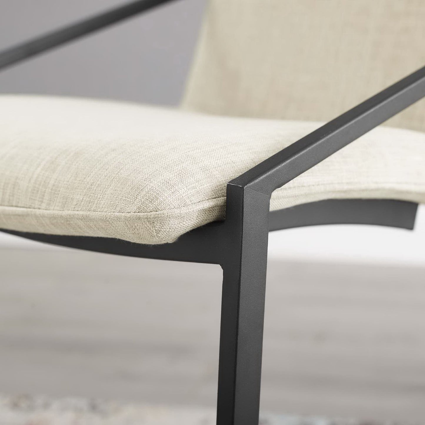 Delphine Upholstered Fabric Dining Armchair in Black Beige