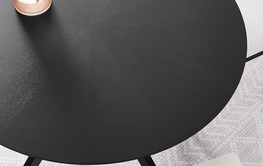 Vela 47" Round Wood Dining Table in Black