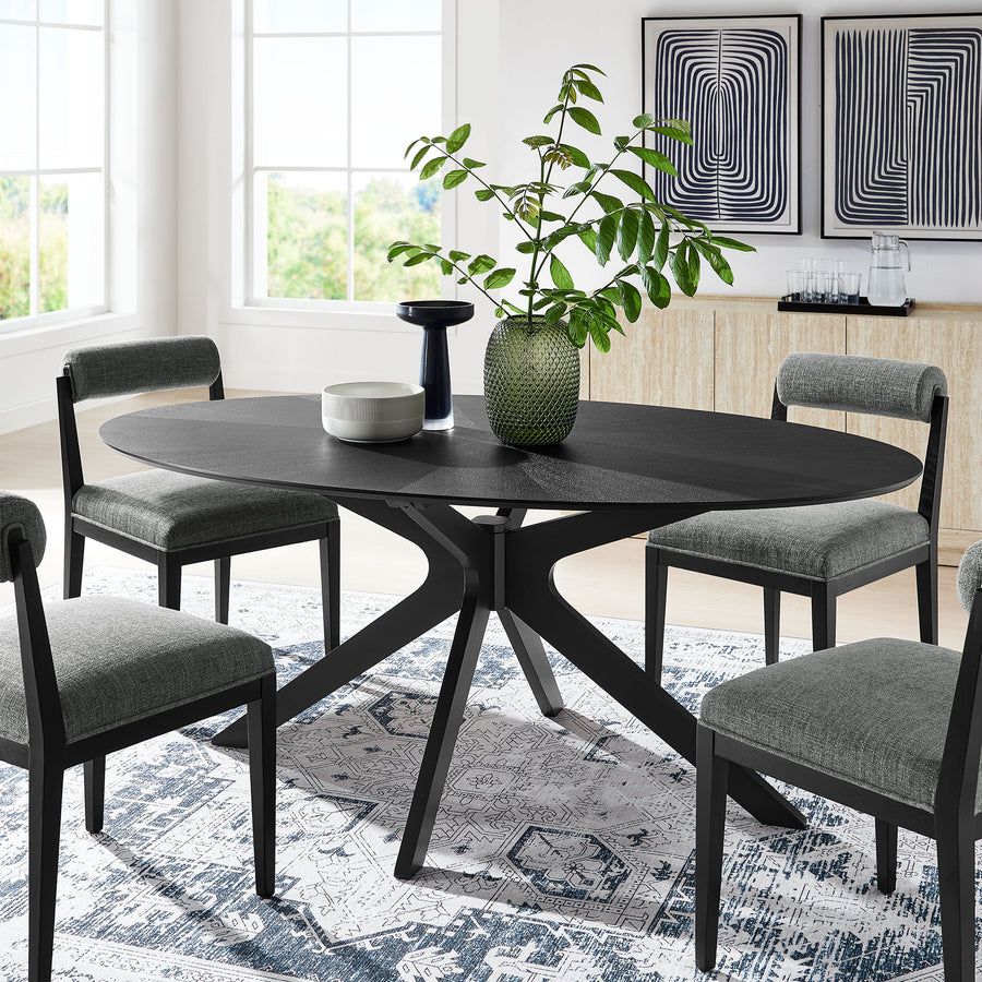 Vela 71" Oval Wood Dining Table in Black