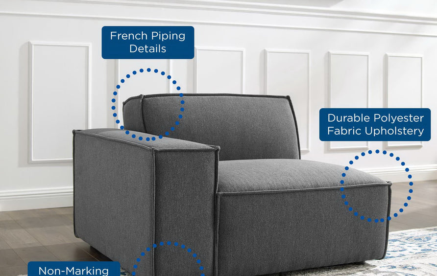 Atlas Left-Arm Sectional Sofa Chair in Charcoal