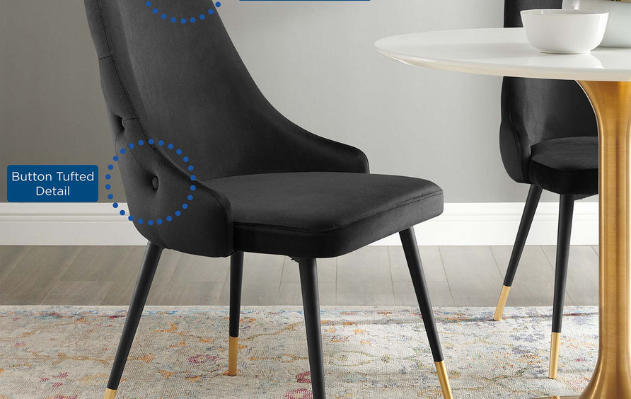 Sirocco Tufted Performance Velvet Dining Side Chair in Black