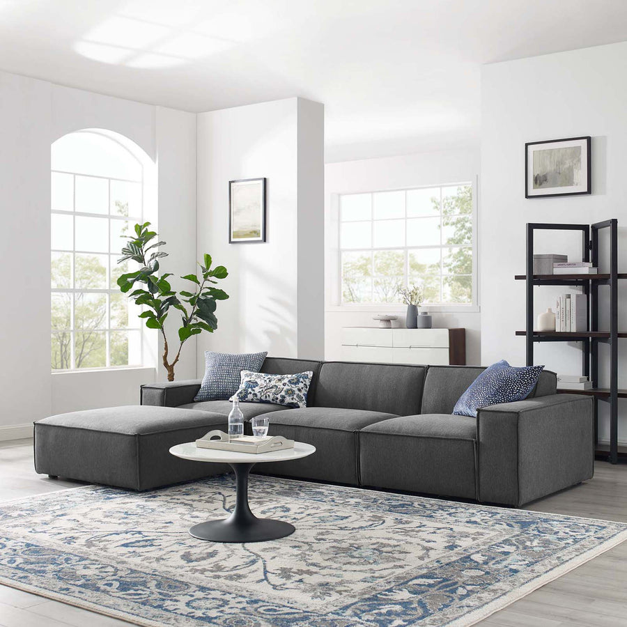 Atlas 4-Piece Sectional Sofa in Charcoal