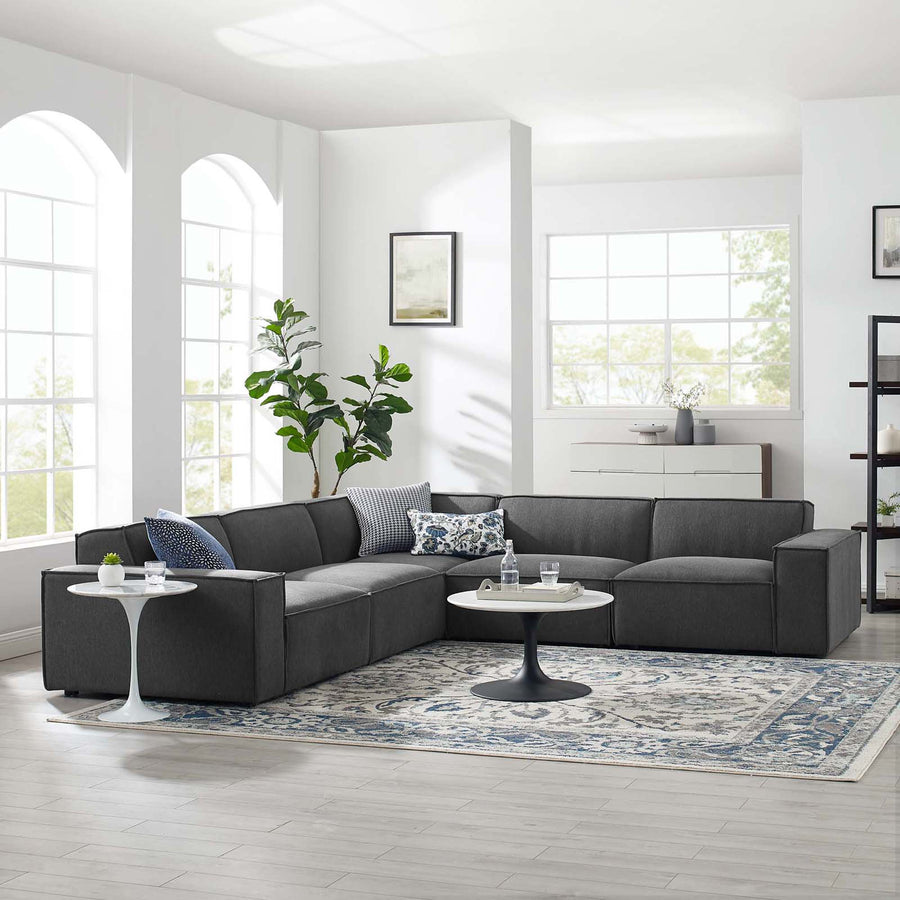 Atlas 5-Piece Sectional Sofa in Charcoal