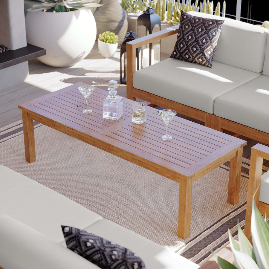 Cedar Outdoor Patio Teak Wood Coffee Table in Natural