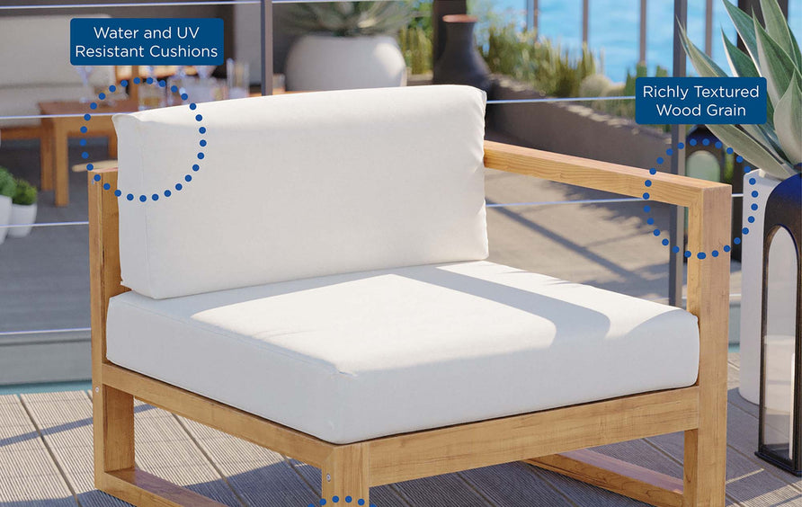Cedar Outdoor Patio Right-Arm Chair in Natural White