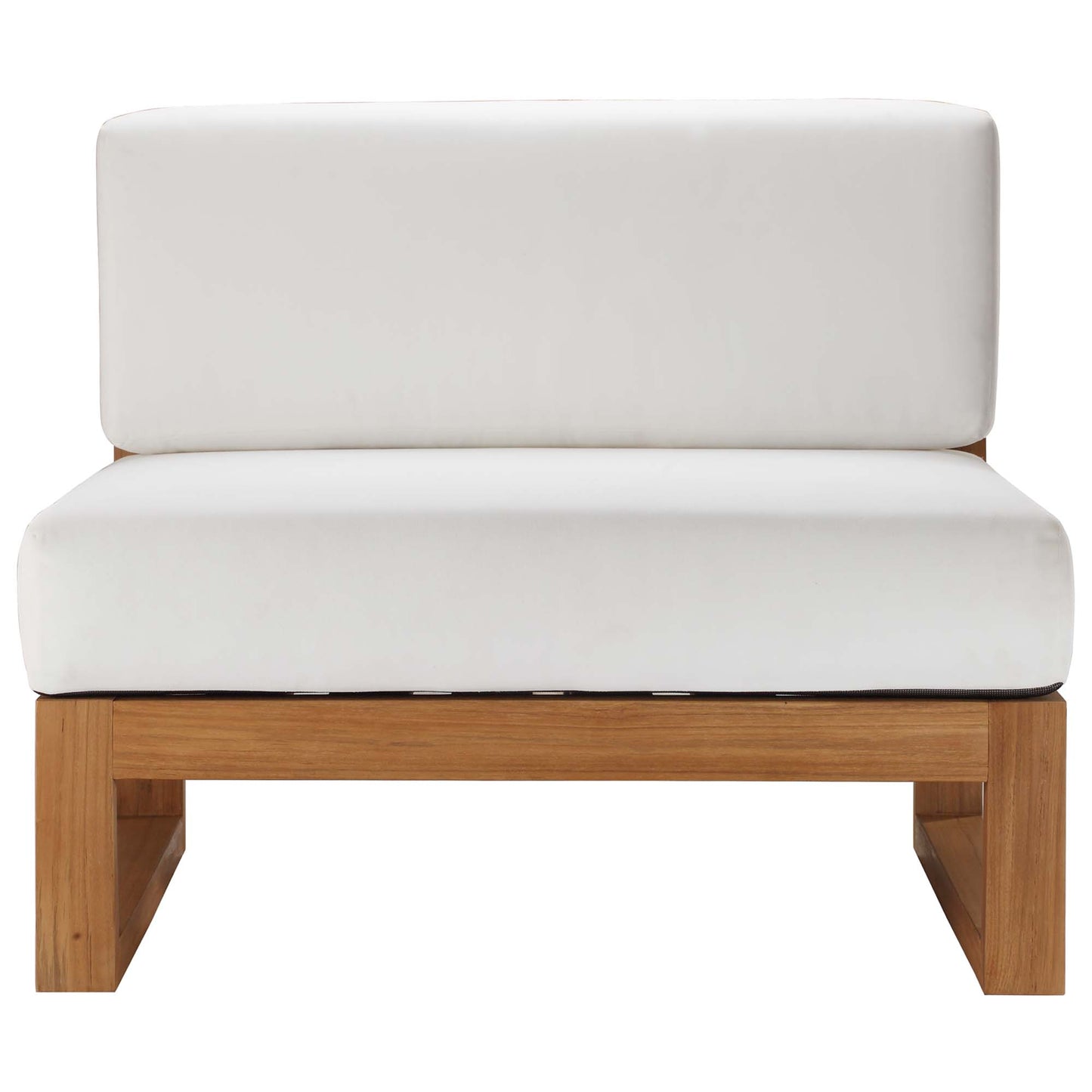 Cedar Outdoor Patio Teak Wood Armless Chair in Natural White