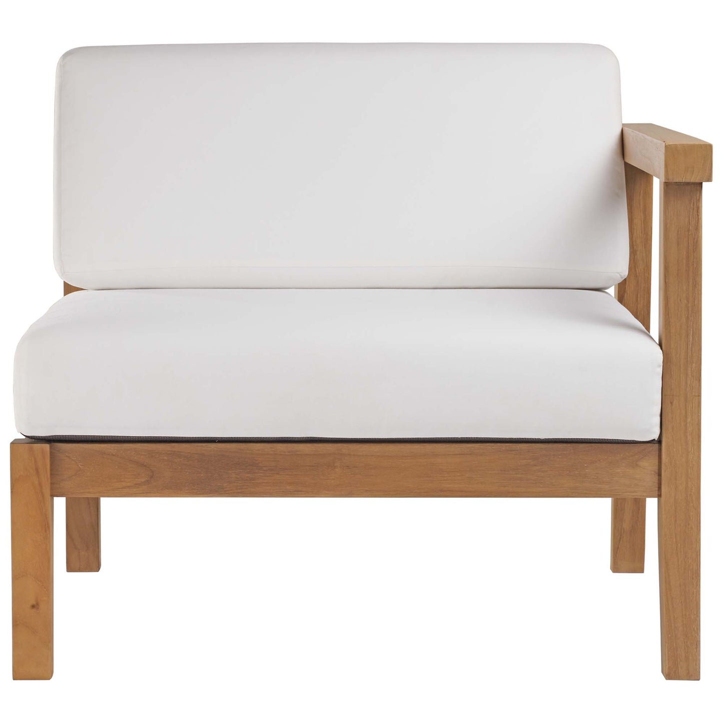 Fable Outdoor Patio Teak Wood Right-Arm Chair in Natural White