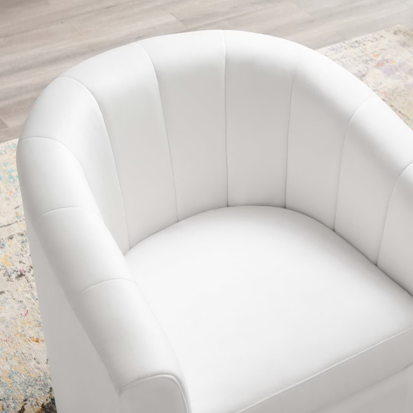 Hadley Performance Velvet Swivel Armchair in White