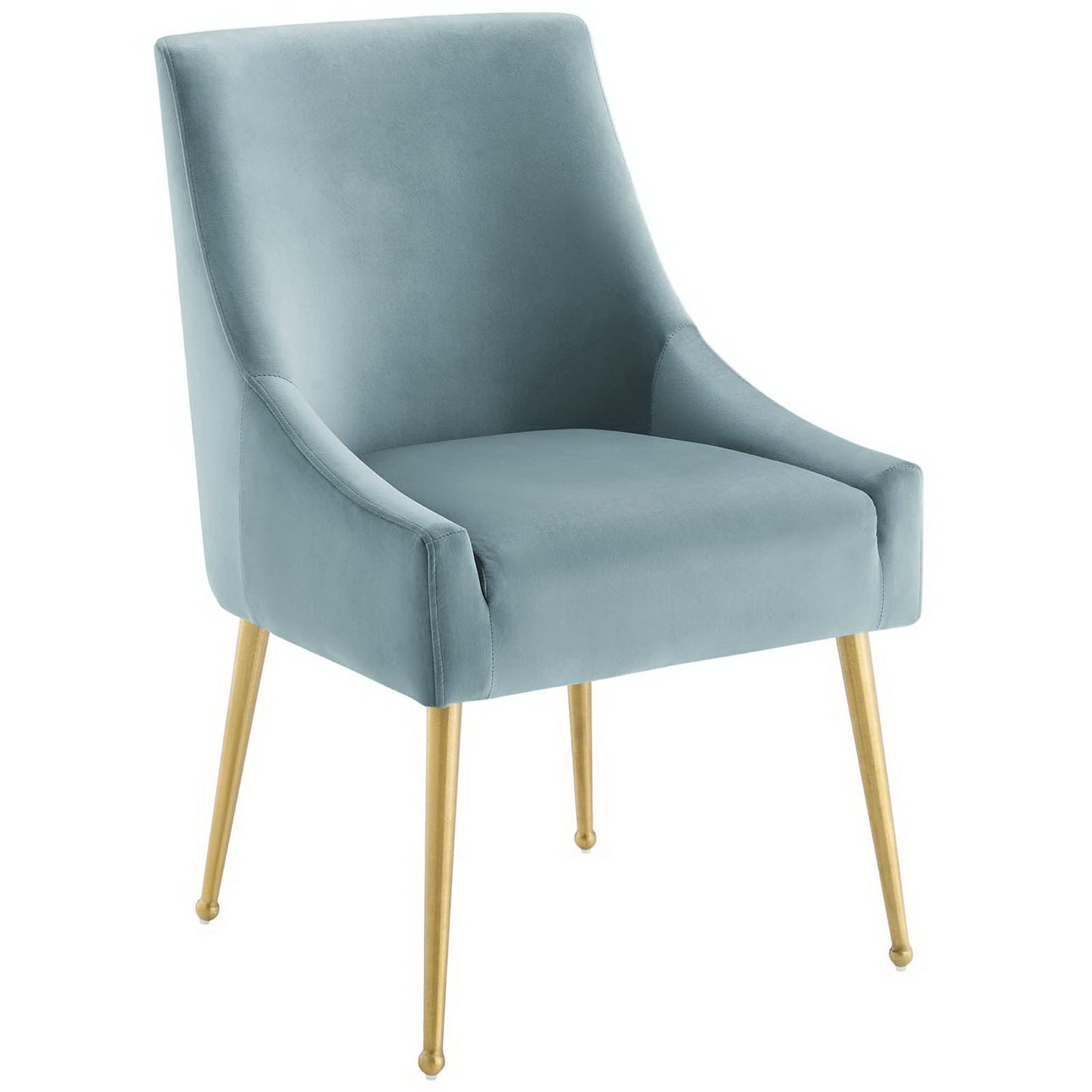 Pierce Upholstered Performance Velvet Dining Chair Set of 2 in Light Blue