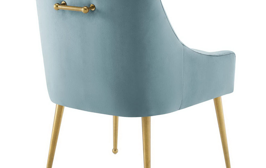 Pierce Upholstered Performance Velvet Dining Chair Set of 2 in Light Blue