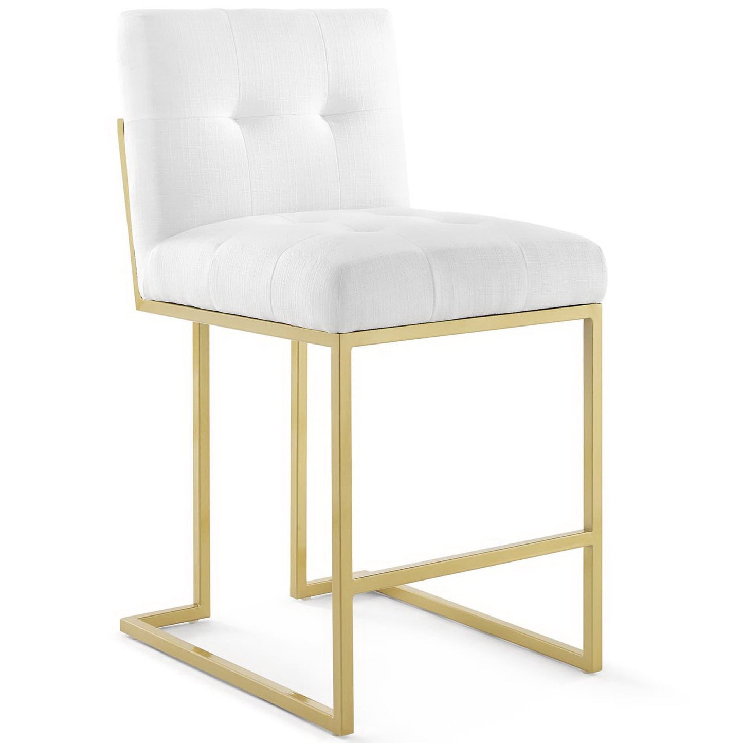 Indigo Gold Stainless Steel Upholstered Fabric Counter Stool Set of 2 in Gold White