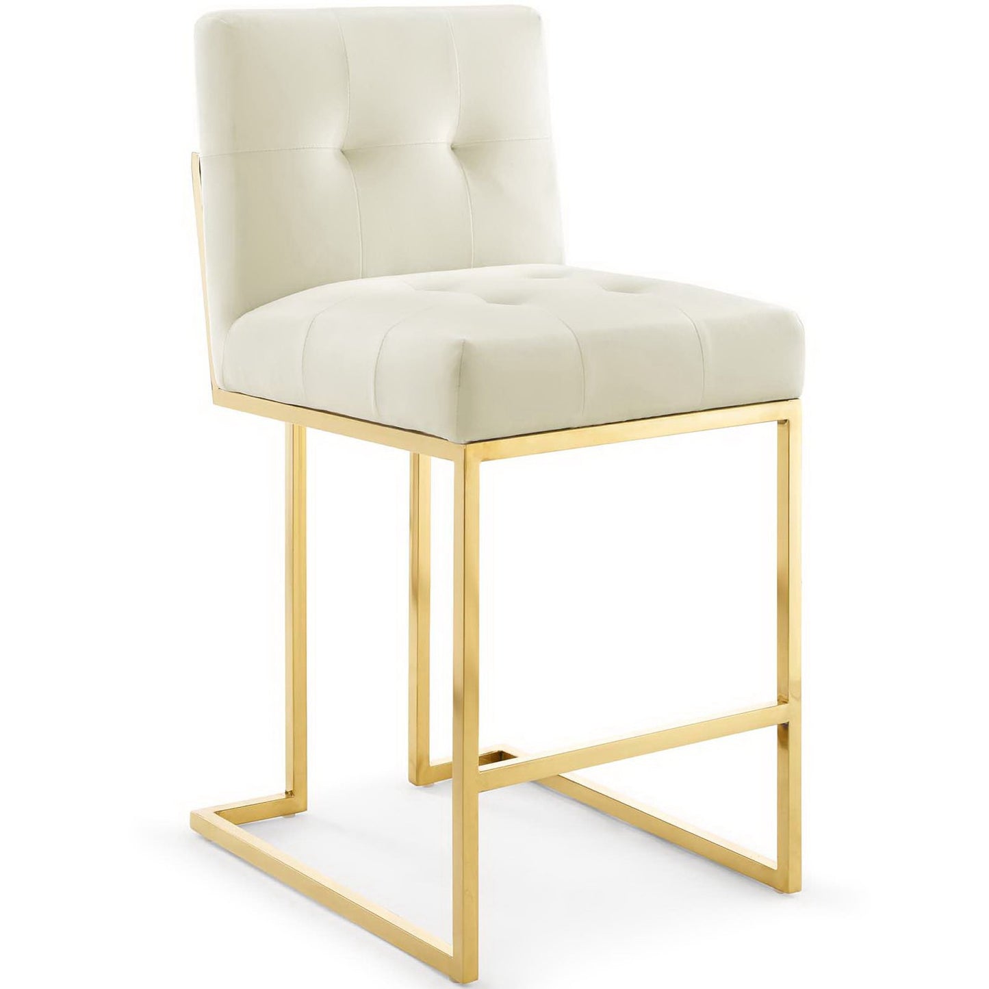 Indigo Gold Stainless Steel Performance Velvet Counter Stool Set of 2 in Gold Ivory