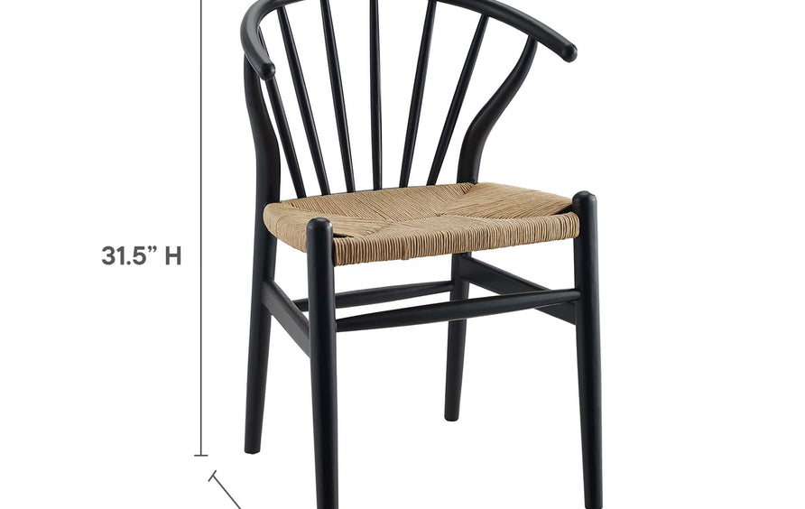 Elliot Spindle Wood Dining Side Chair Set of 2 in Black