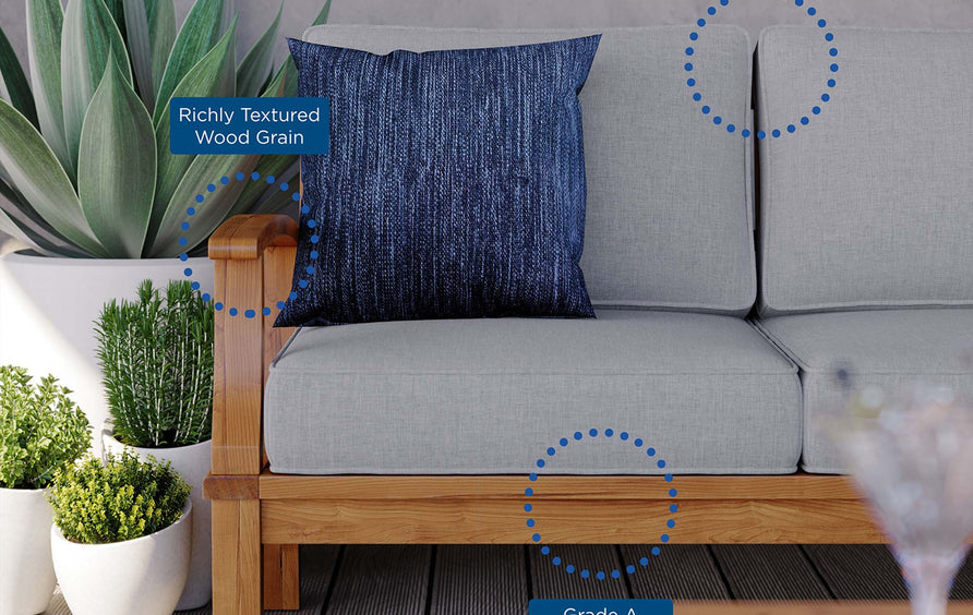 Cove Outdoor Patio Teak Sofa in Natural Gray