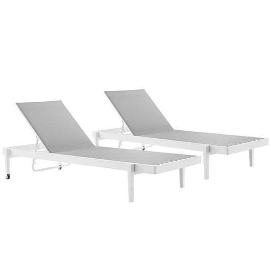 Charleston Outdoor Patio Aluminum Chaise Lounge Chair Set of 2 by Furniture for America