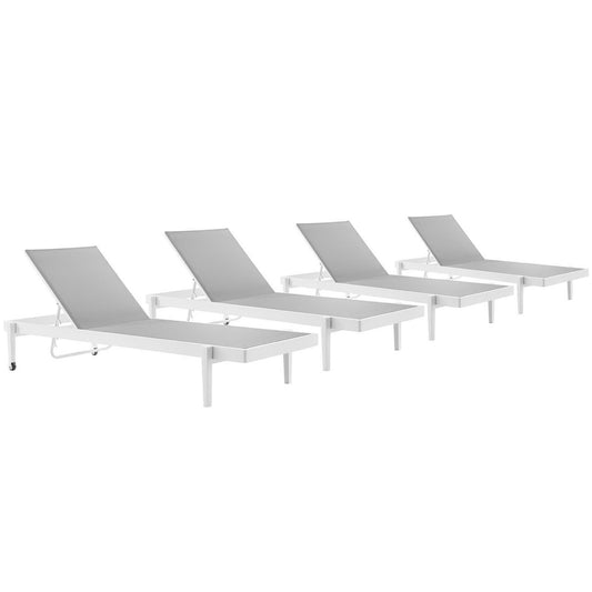 Charleston Outdoor Patio Aluminum Chaise Lounge Chair Set of 4 by Furniture for America