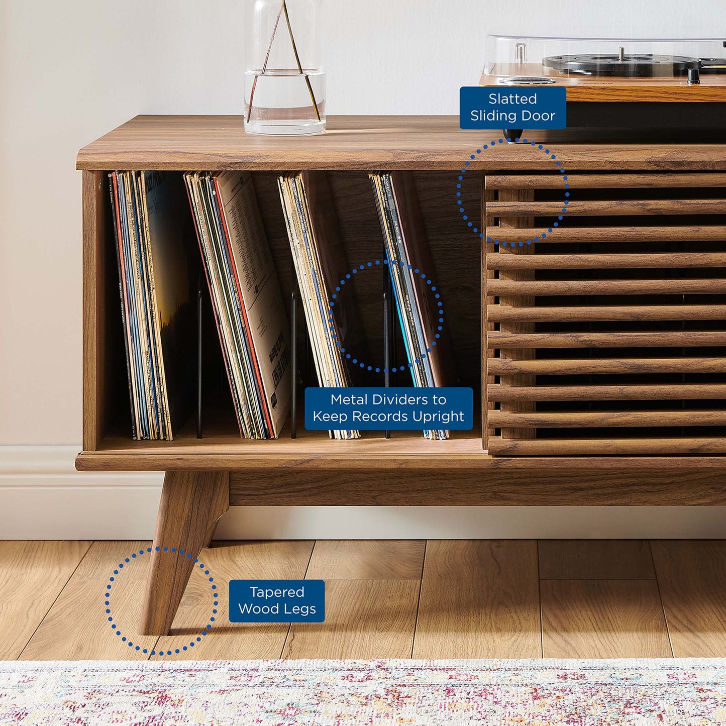 Vera Vinyl Record Display Stand in Walnut