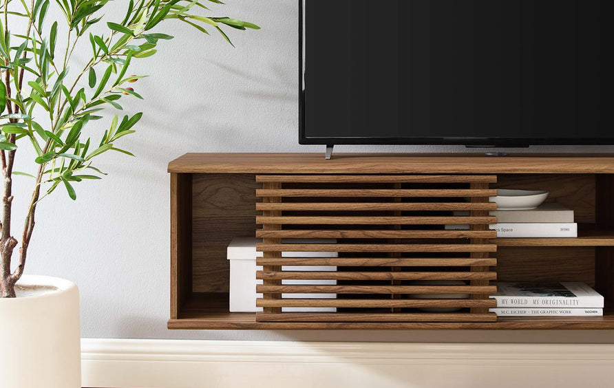 Vera 60" Wall-Mount Media Console TV Stand in Walnut