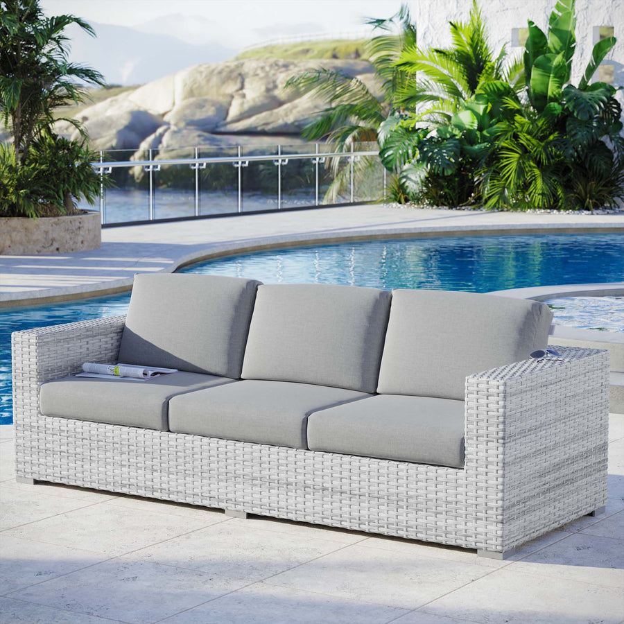 Sienna Outdoor Patio Sofa in Light Gray Gray
