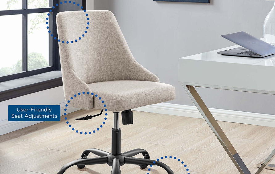 Roscoe Swivel Upholstered Office Chair in Black Beige