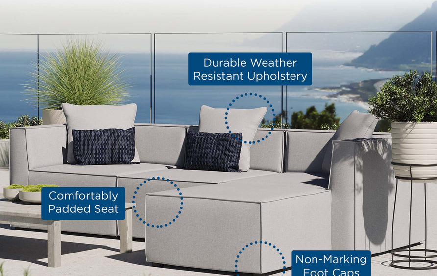 Heath 4-Piece Outdoor Patio Upholstered Sectional Sofa in Gray
