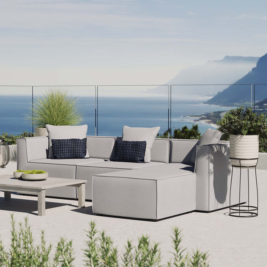 Heath 4-Piece Outdoor Patio Upholstered Sectional Sofa in Gray