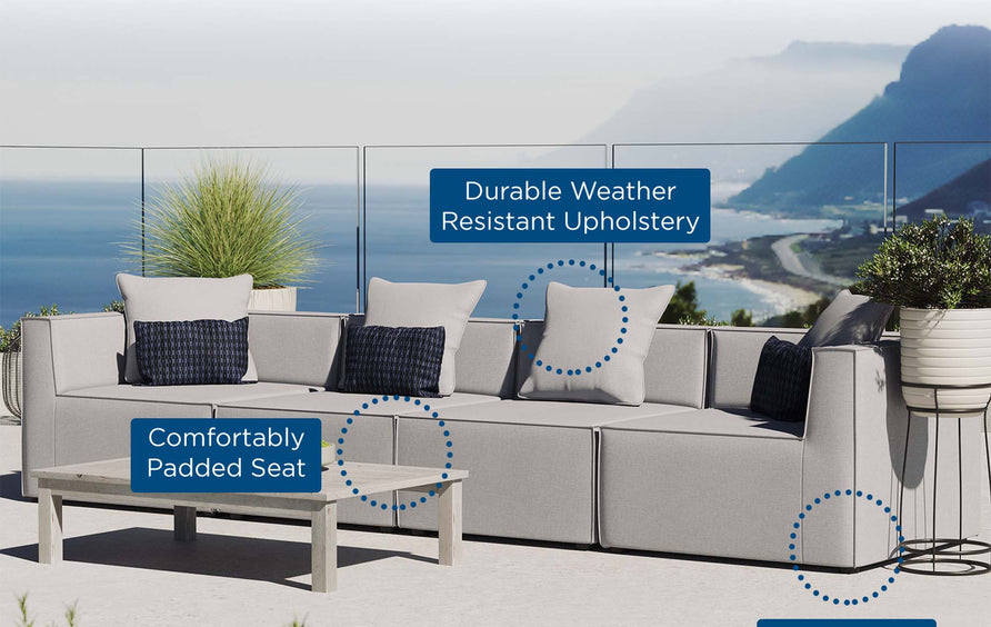 Heath 4-Piece Outdoor Patio Upholstered Sectional Sofa in Gray