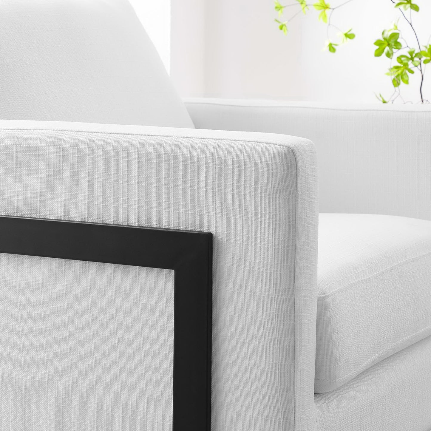 Elowen Upholstered Fabric Accent Chair in Black White