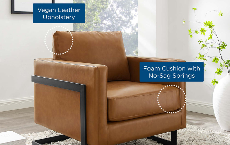 Elowen Vegan Leather Accent Chair in Black Tan