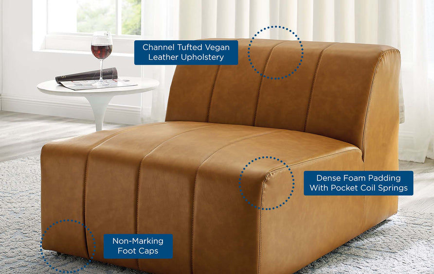 Reef Vegan Leather Armless Chair in Tan