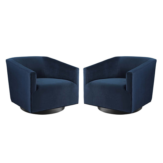 Twist Performance Velvet Swivel Chair Set of 2 by Furniture For America