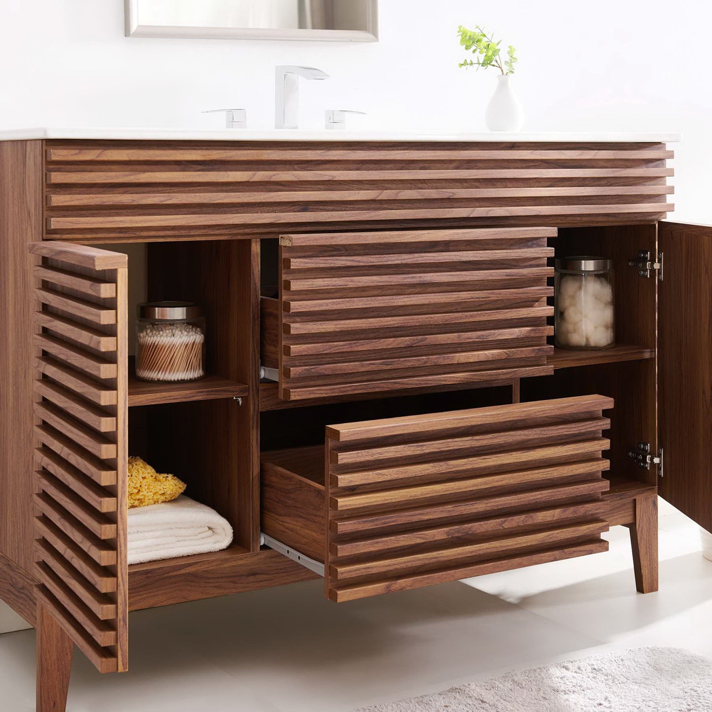 Vera 48" Single Sink Bathroom Vanity in Walnut White
