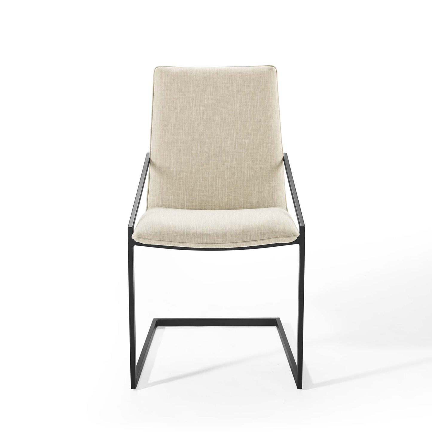 Delphine Upholstered Fabric Dining Armchair Set of 2 in Black Beige