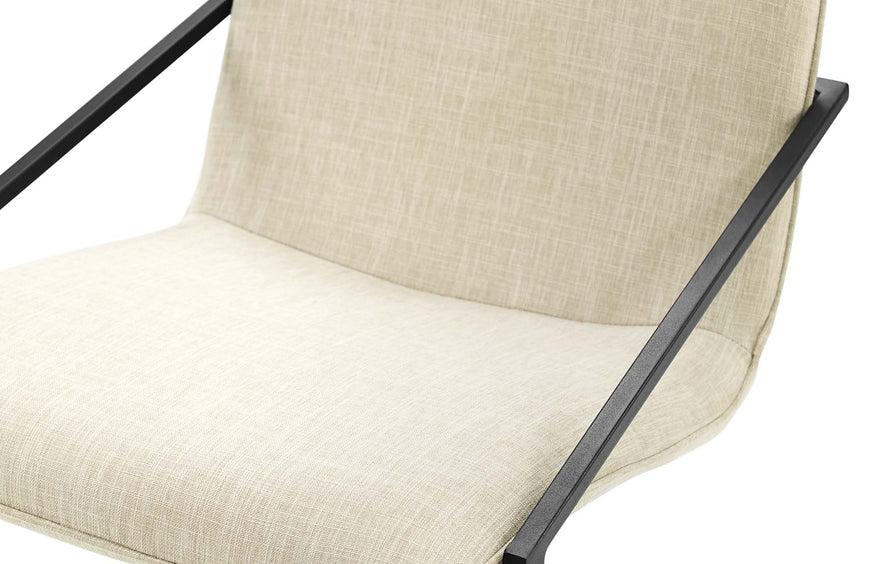 Delphine Upholstered Fabric Dining Armchair Set of 2 in Black Beige
