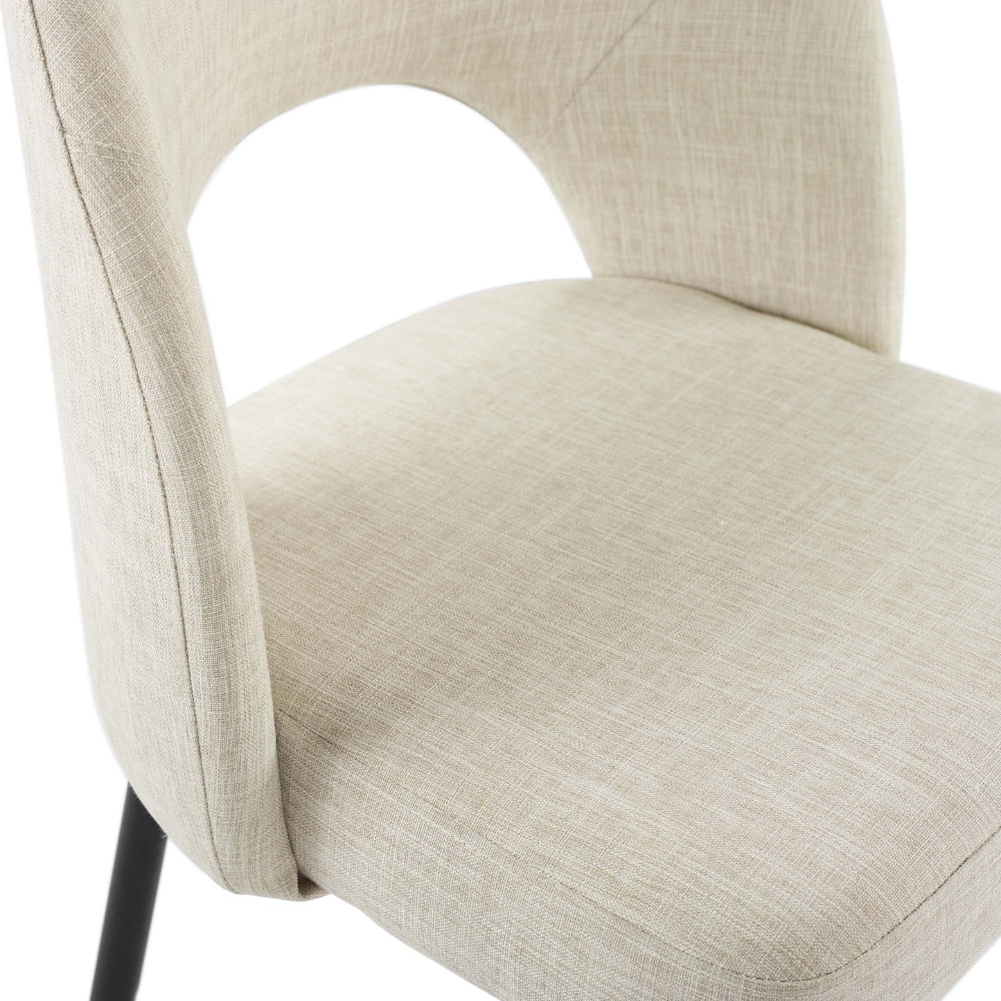 Plaid Upholstered Fabric Dining Side Chair Set of 2 in Black Beige