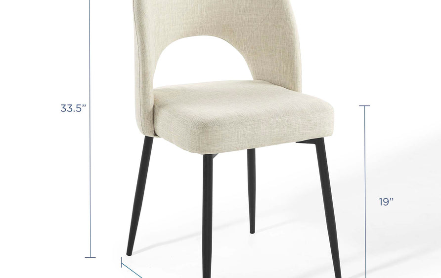 Plaid Upholstered Fabric Dining Side Chair Set of 2 in Black Beige