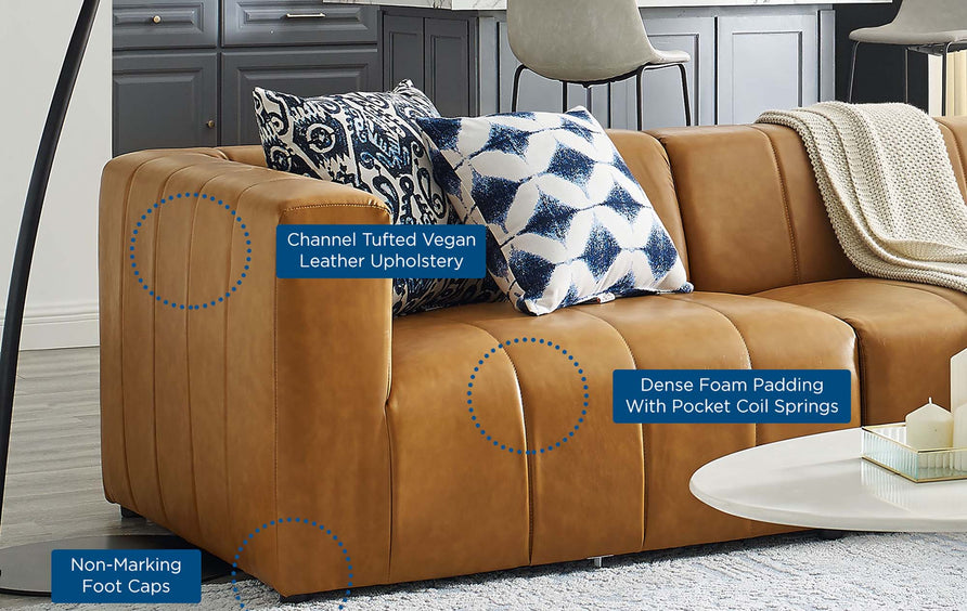 Reef 4-Piece Vegan Leather Sectional Sofa in Tan