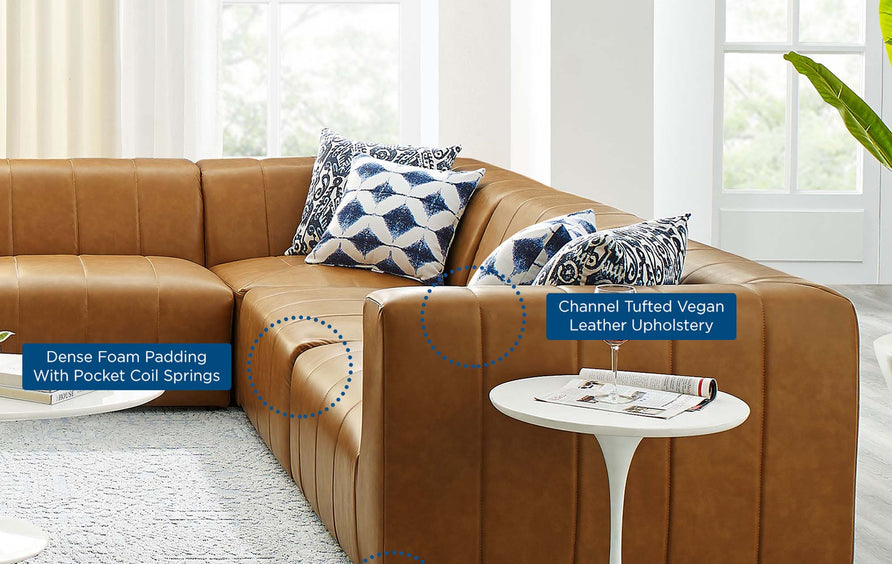Reef 8-Piece Vegan Leather Sectional Sofa in Tan