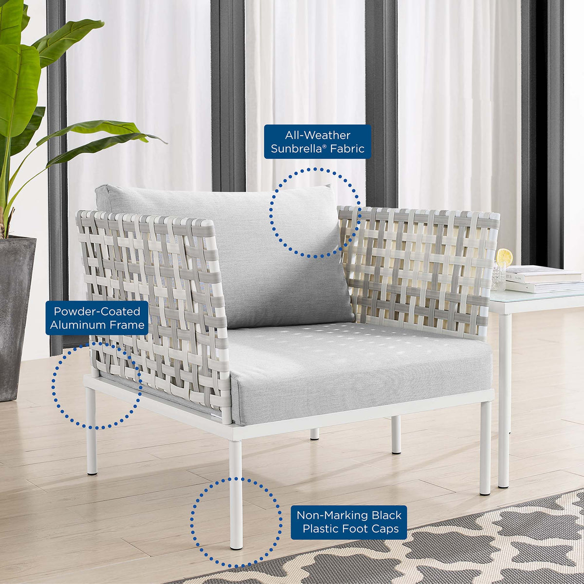 Cliff Sunbrella® Basket Weave Outdoor Patio Aluminum Armchair in Taupe Gray