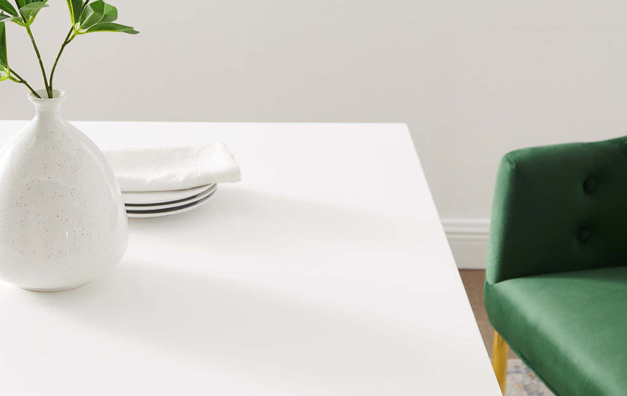 Theo 35" Square Dining Table in Gold White