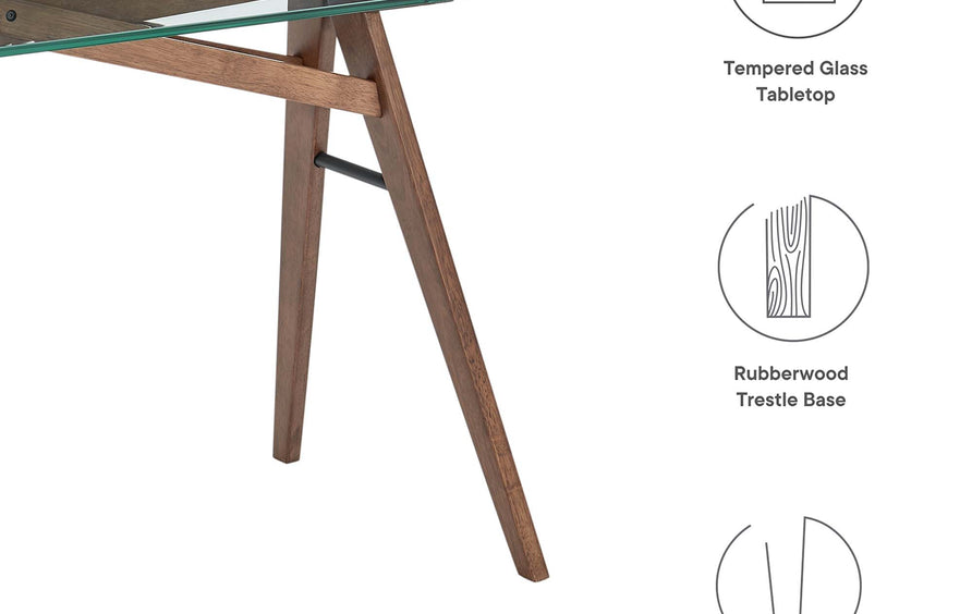 Esbjerg Glass Top Office Desk in Walnut