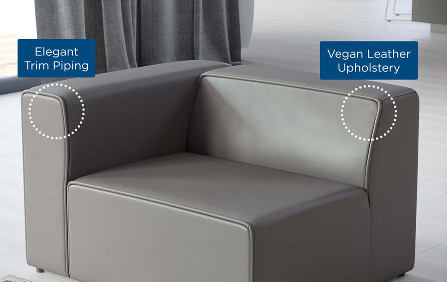 Pike Vegan Leather Left-Arm Chair in Gray