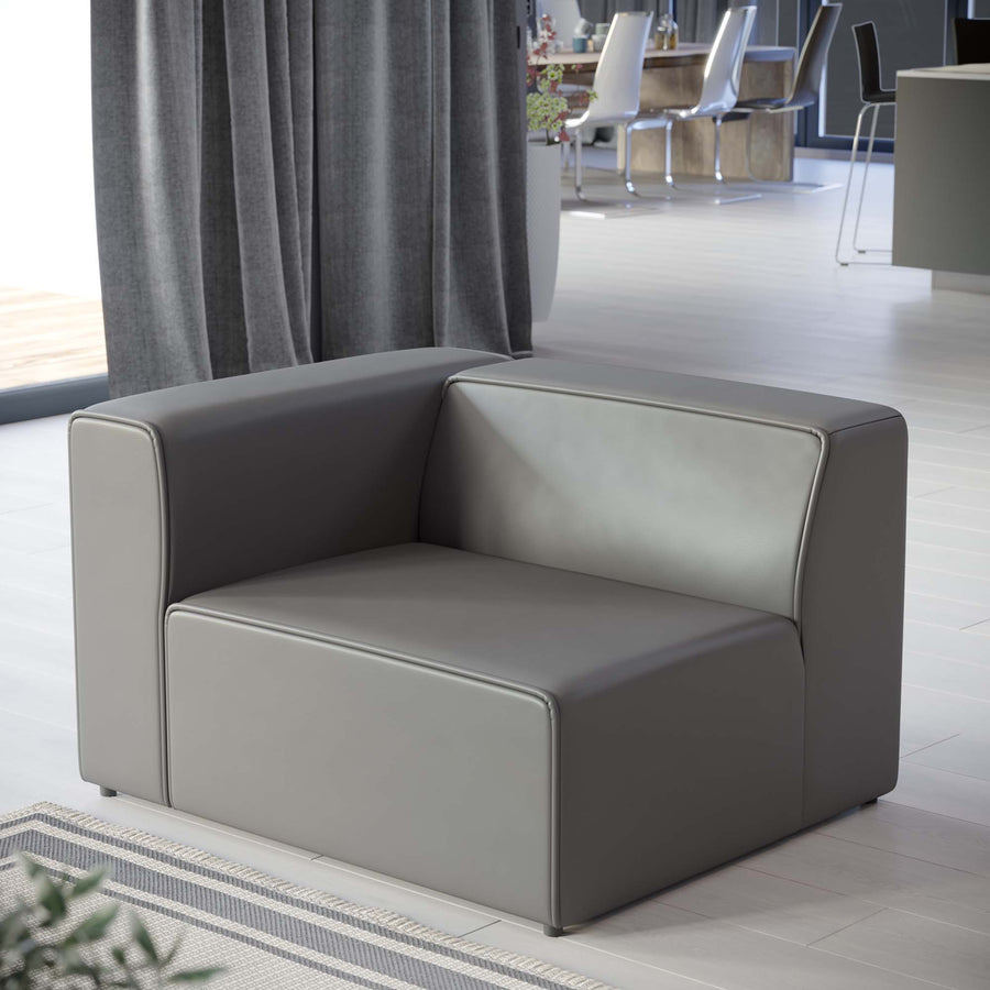 Pike Vegan Leather Left-Arm Chair in Gray