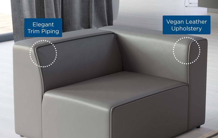 Pike Vegan Leather Right-Arm Chair in Gray