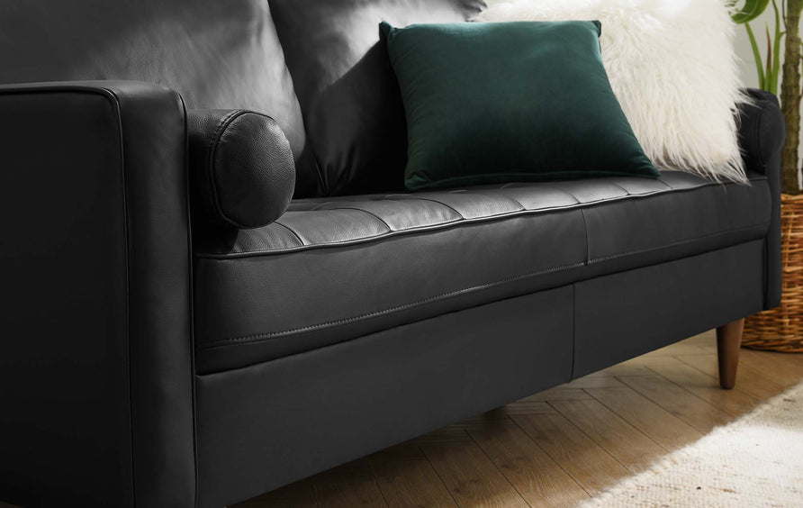Aragonez Leather Sofa in Black